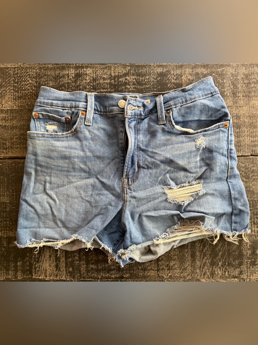 Levi's Light Blue Distressed Denim Cutoff Shorts